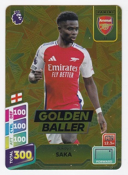 #033 Bukayo Saka (Arsenal) - GOLDEN BALLER - Panini Adrenalyn XL Premier League PLUS 2025