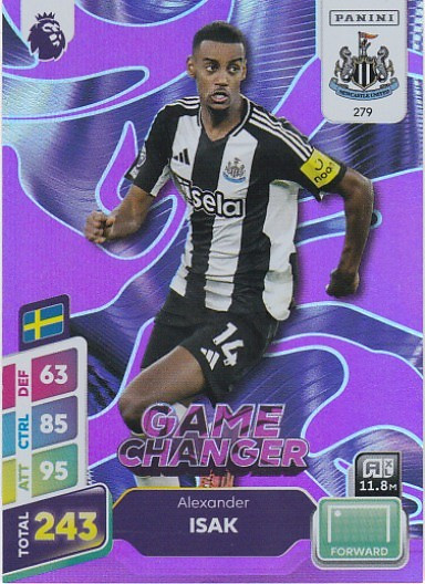 #279 Alexander Isak (Newcastle United) - PURPLE PARALLEL - Panini Adrenalyn XL Premier League PLUS 2025
