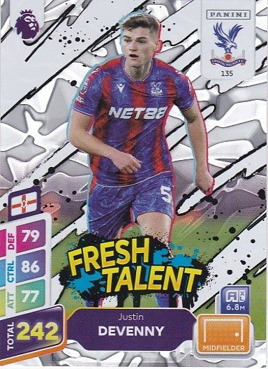 #135 Justin Devenny (Crystal Palace) - Panini Adrenalyn XL Premier League PLUS 2025