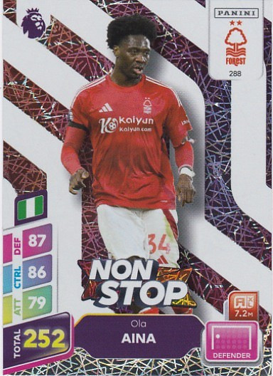 #288 Ola Aina (Nottingham Forest) - Panini Adrenalyn XL Premier League PLUS 2025