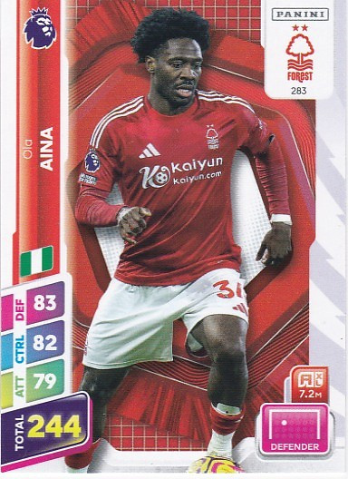 #283 Ola Aina (Nottingham Forest) - Panini Adrenalyn XL Premier League PLUS 2025