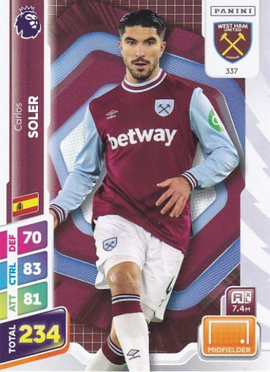 #337 Carlos Soler (West Ham United) - Panini Adrenalyn XL Premier League PLUS 2025