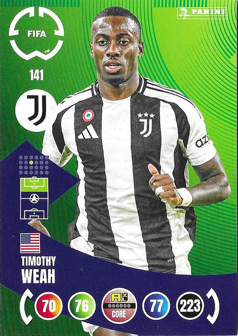 #141 Timothy Weah (Juventus) - Panini Adrenalyn XL Club World Cup 2025