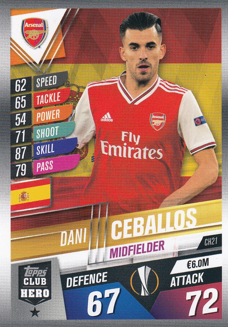 #CH21 Dani Ceballos (Arsenal FC) Match Attax 101 2019/20 CLUB HEROES