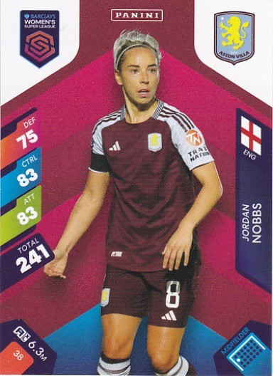 #038 Jordan Nobbs (Aston Villa) - Panini Adrenalyn XL Women's Super League 2025
