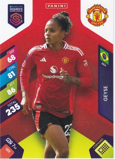 #188 Geyse (Manchester United) - Panini Adrenalyn XL Women's Super League 2025