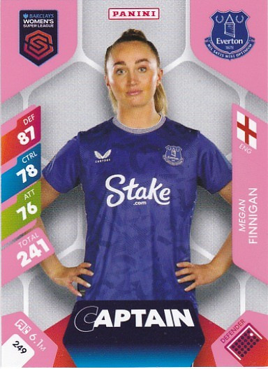 #249 Megan Finnigan (Everton) - CAPTAIN - Panini Adrenalyn XL Women's Super League 2025