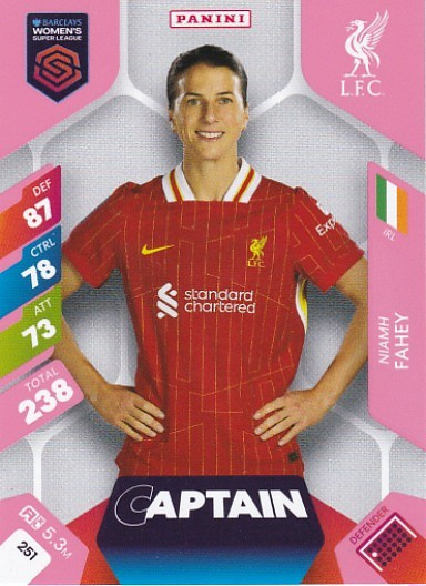 #251 Niamh Fahey (Liverpool) - CAPTAIN - Panini Adrenalyn XL Women's Super League 2025