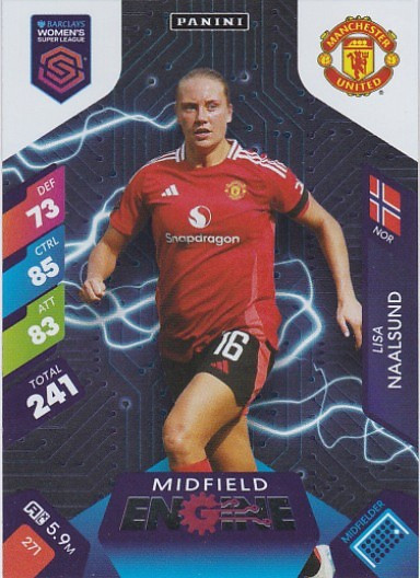 #271 Lisa Naalsund (Manchester United) - MIDFIELD ENGINE - Panini Adrenalyn XL Women's Super League 2025