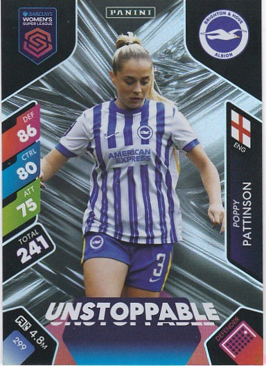 #299 Poppy Pattinson (Brighton) - UNSTOPPABLE - Panini Adrenalyn XL Women's Super League 2025
