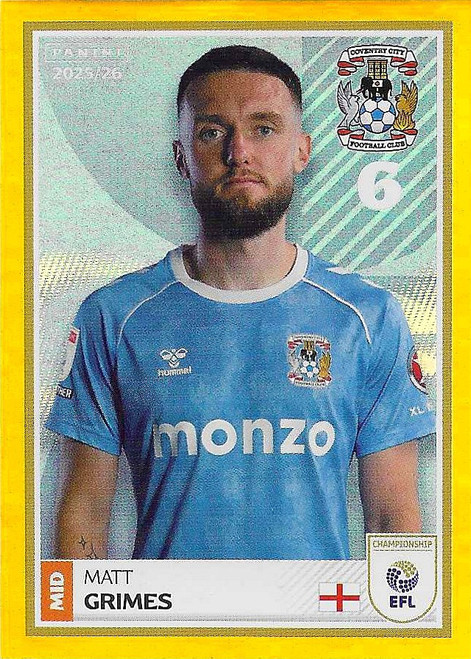 #099 Matt Grimes (Coventry City) - GOLD PARALLEL - Panini EFL 2025/26 - Sticker