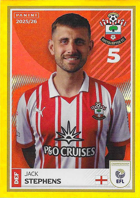 #370 Jack Stephens (Southampton) - GOLD PARALLEL - Panini EFL 2025/26 - Sticker