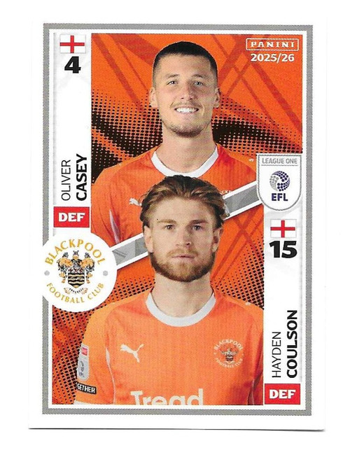 #503 Oliver Casey & Hayden Coulson (Blackpool) - Panini EFL 2025/26 - Sticker