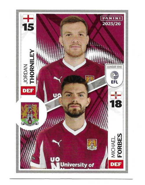 #600 Jordan Thorniley & Michael Forbes (Northampton Town) - Panini EFL 2025/26 - Sticker