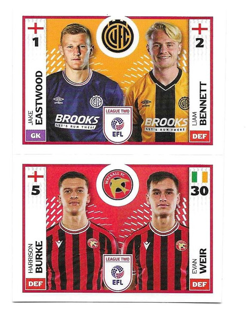 #712A Jake Eastwood & Liam Bennett (Cambridge United) + #786A Harrison Burke & Evan Weir (Walsall) - Panini EFL 2025/26 - Sticker