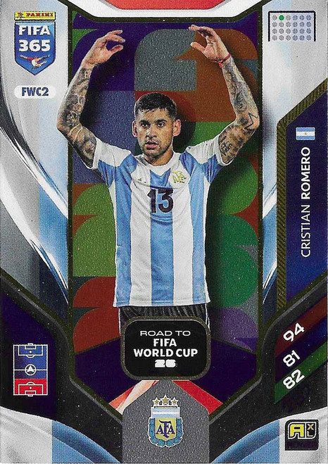 FWC002 - Cristian Romero (Argentina) - ROAD TO FIFA WORLD CUP - Panini Adrenalyn XL FIFA 365 2026