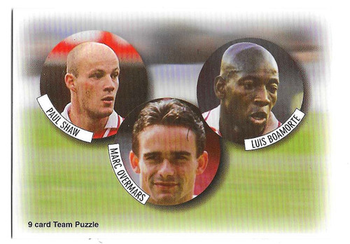 #006 Team Puzzle (Paul Shaw, Marc Overmars & Luis Boa Morte) - Futera Arsenal 1997/98