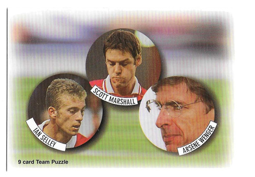 #009 Team Puzzle (Ian Selley, Scott Marshall & Arsene Wenger) - Futera Arsenal 1997/98