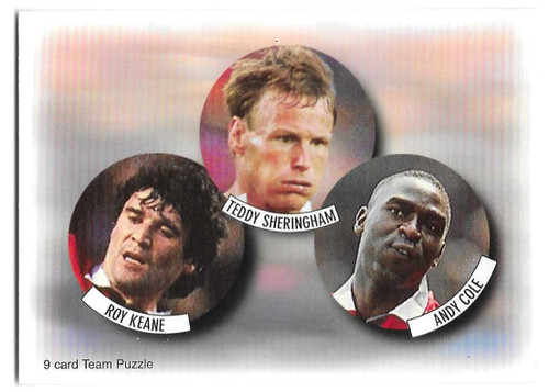 #005 Team Puzzle (Roy Keane, Teddy Sheringham & Andy Cole) - Futera Manchester United 1997/98