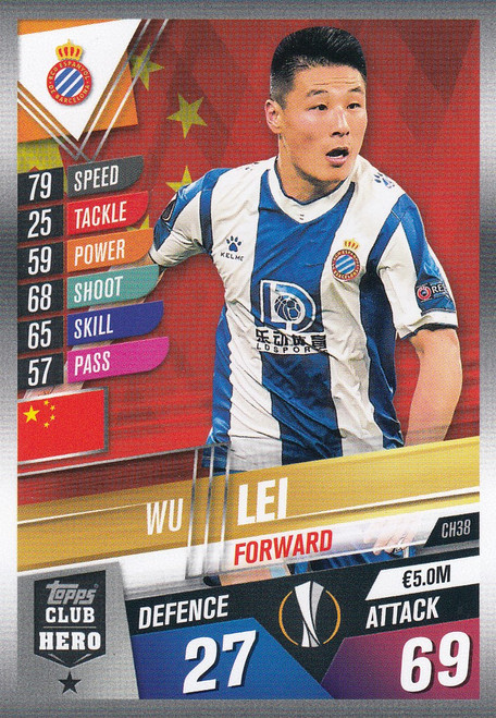 #CH38 Wu Lei (RCD Espanyol) Match Attax 101 2019/20 CLUB HEROES