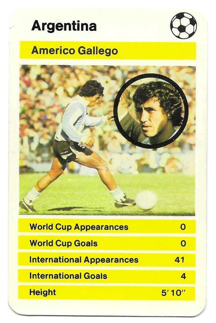 Argentina - Americo Gallego - Dubreq Top Trumps World Cup 1978