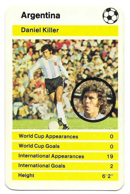 Argentina - Daniel Killer - Dubreq Top Trumps World Cup 1978