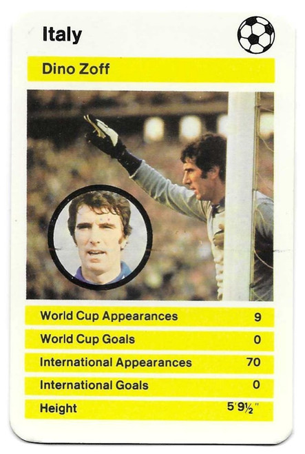Italy - Dino Zoff (9/0) - Dubreq Top Trumps World Cup 1978