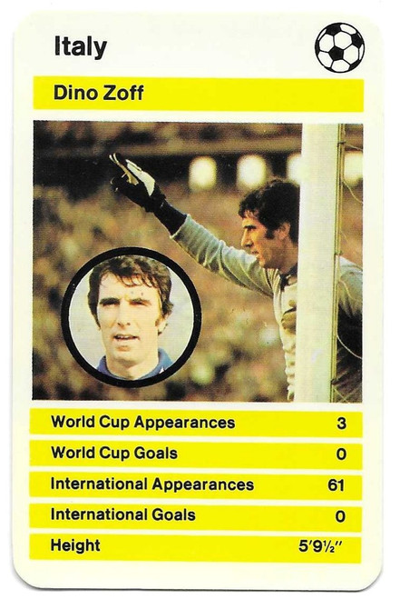 Italy - Dino Zoff (3/0) - Dubreq Top Trumps World Cup 1978