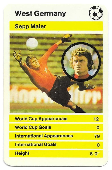 West Germany - Sepp Maier - Dubreq Top Trumps World Cup 1978