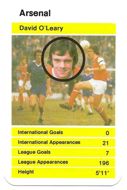 Arsenal - David O'Leary - Dubreq Top Trumps British Stars