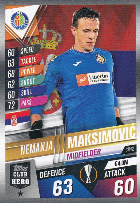 #CH42 Nemanja Makismovic (Getafe CF) Match Attax 101 2019/20 CLUB HEROES