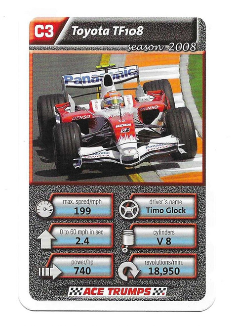 C3 - Timo Glock (Toyota) - Cartamundi Ace Trumps Racing Cars 2010