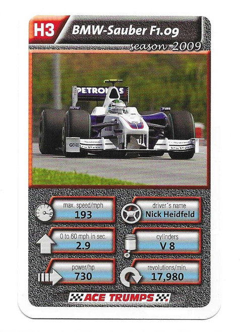 H3 - Nick Heidfeld (BMW) - Cartamundi Ace Trumps Racing Cars 2010