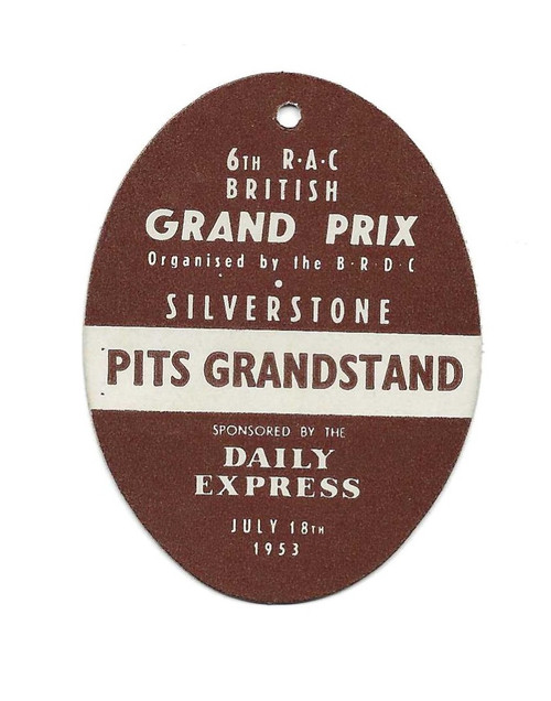 1953 British Grand Prix Ticket - Formula 1/F1