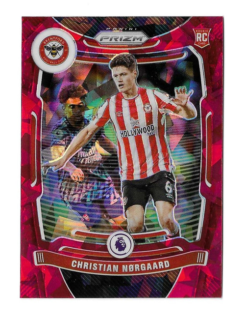 #142 Christian Norgaard (Brentford) - RED ICE PARALLEL - Panini Prizm Premier League 2021/22