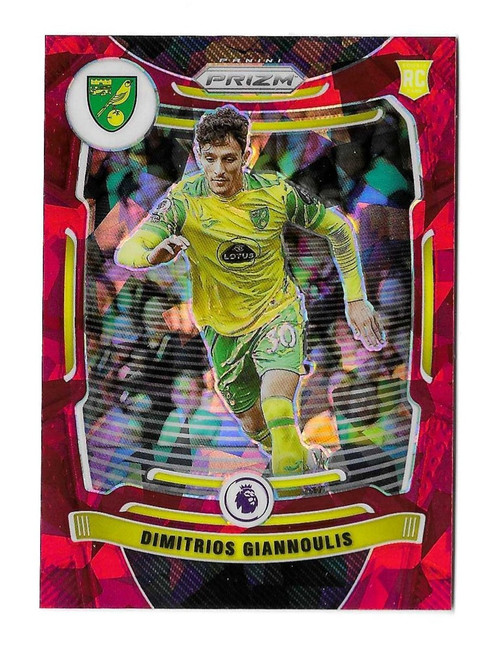 #172 Dimitrios Giannoulis (Norwich City) - RED ICE PARALLEL - Panini Prizm Premier League 2021/22
