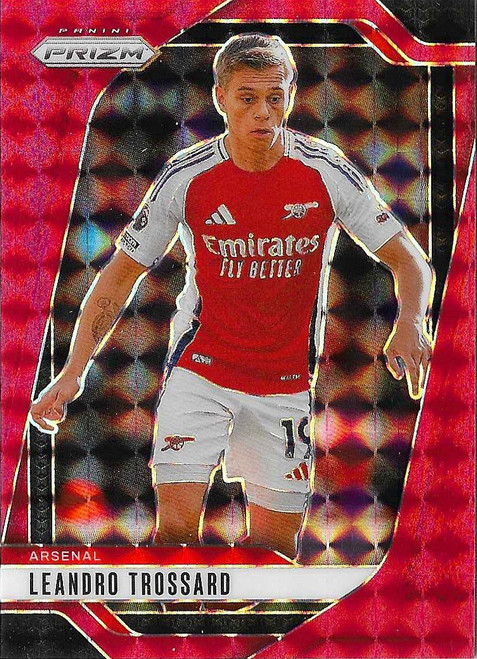 #027 Leandro Trossard (Arsenal) - RED MOSAIC PARALLEL - Panini Prizm Premier League 2024/25