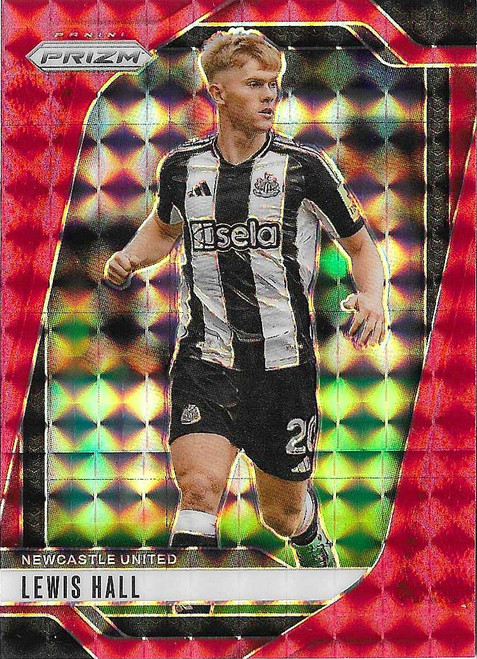 #106 Lewis Hall (Newcastle United) - RED MOSAIC PARALLEL - Panini Prizm Premier League 2024/25