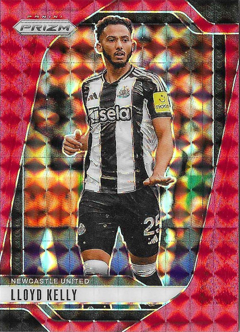#122 Lloyd Kelly (Newcastle United) - RED MOSAIC PARALLEL - Panini Prizm Premier League 2024/25