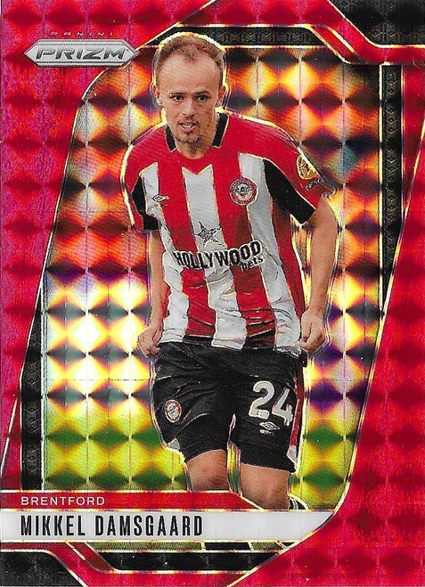 #252 Mikkel Damsgaard (Brentford) - RED MOSAIC PARALLEL - Panini Prizm Premier League 2024/25