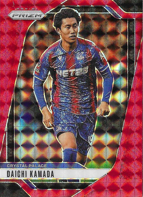 #164 Daichi Kamada (Crystal Palace) - RED MOSAIC PARALLEL - Panini Prizm Premier League 2024/25