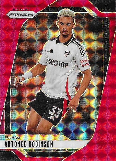 #201 Antonee Robinson (Fulham) - RED MOSAIC PARALLEL - Panini Prizm Premier League 2024/25