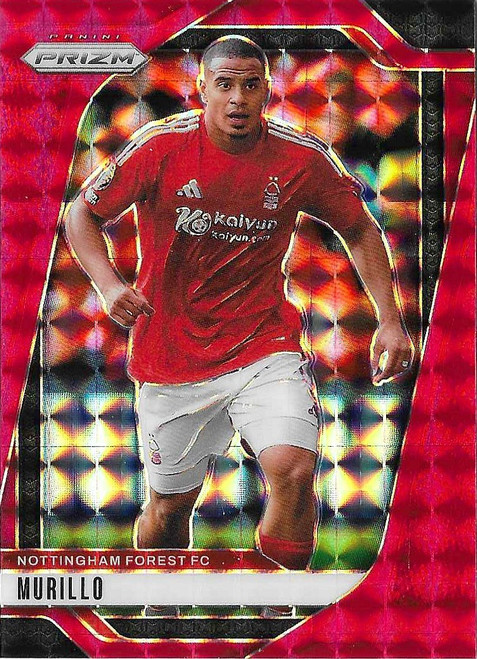 #257 Murillo (Nottingham Forest) - RED MOSAIC PARALLEL - Panini Prizm Premier League 2024/25
