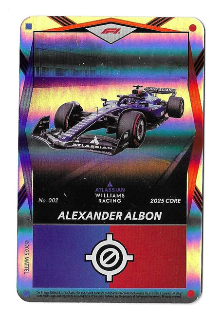 #002 Alexander Albon (Williams) - BLUE & RED FOIL PARALLEL - Mattel 2025 Core Edition UNO Elite F1/Formula 1