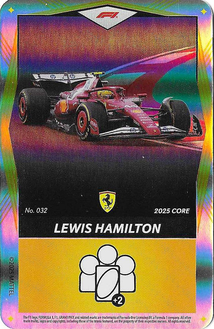 #032 Lewis Hamilton (Ferrari) - YELLOW FOIL PARALLEL - Mattel 2025 Core Edition UNO Elite F1/Formula 1