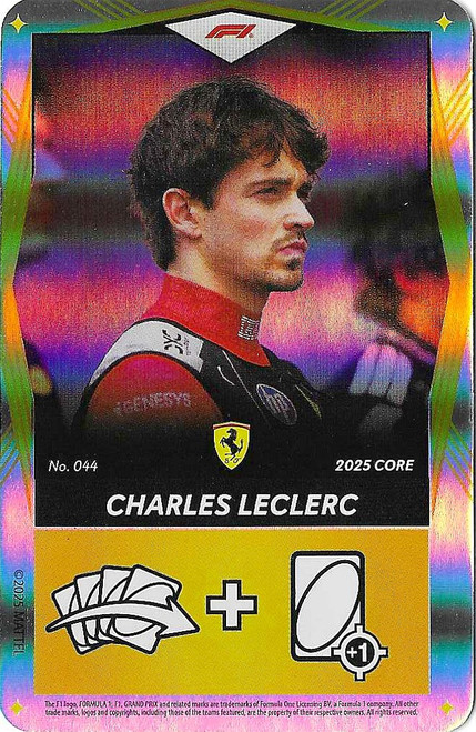 #044 Charles Leclerc (Ferrari) - YELLOW FOIL PARALLEL - Mattel 2025 Core Edition UNO Elite F1/Formula 1
