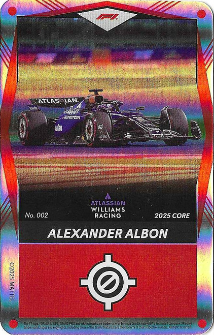 #002 Alexander Albon (Williams) - RED FOIL PARALLEL - Mattel 2025 Core Edition UNO Elite F1/Formula 1