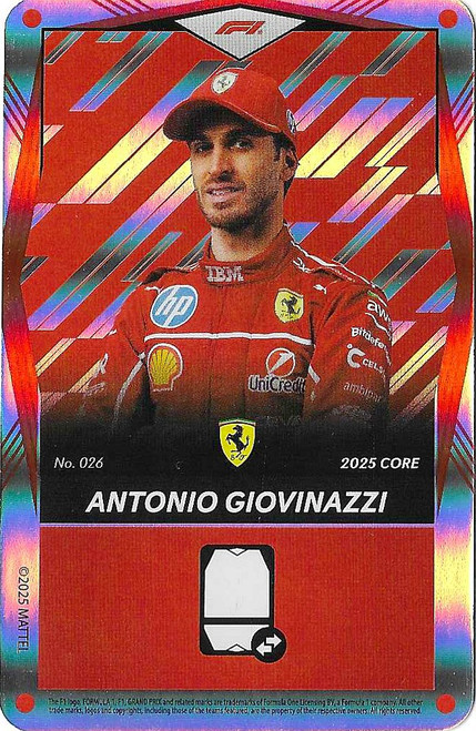 #026 Antonio Giovinazzi (Ferrari) - RED FOIL PARALLEL - Mattel 2025 Core Edition UNO Elite F1/Formula 1