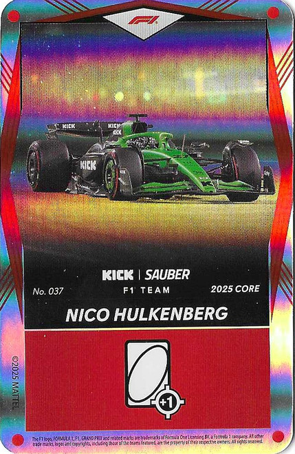 #037 Nico Hulkenberg (Sauber) - RED FOIL PARALLEL - Mattel 2025 Core Edition UNO Elite F1/Formula 1