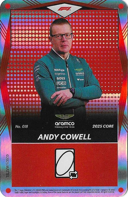 #018 Andy Cowell (Aston Martin) - RED FOIL PARALLEL - Mattel 2025 Core Edition UNO Elite F1/Formula 1